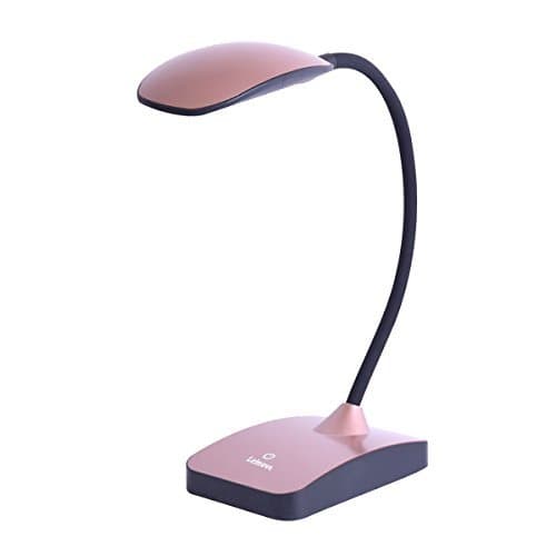 Leimove LED Lefthanded Desk Lamp Polarizing Table Lamp Eye-Caring Reading Lamp 3 Modes Dimmable Office Lamp with USB Charging Port(Rose Gold)