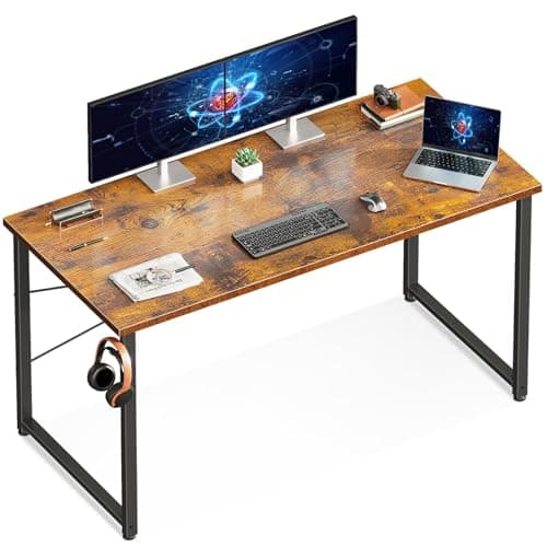 ODK 48 Inches Computer Desk for Home Office, Office Table for Small Spaces, Writing Desk with Headphone Hooks, Vintage