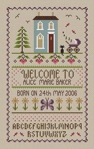 Little Dove Designs New Baby Birth Sampler Chart