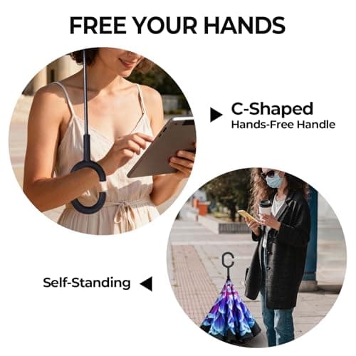 Umbrella,Large Double Layer Inverted Big C-Shaped Handle Reverse Long Umbrellas