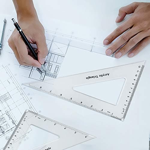 Coopay Large Triangle Ruler Set Square, 30/60 and 45/90 Degrees, Triangle Hollow