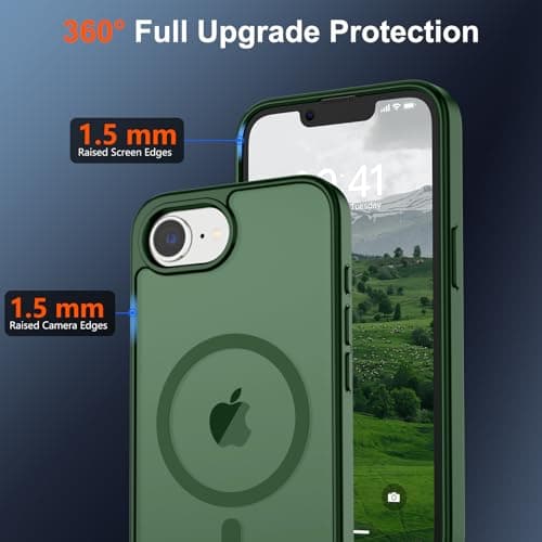 SUPFINE Magnetic for iPhone 16e Case 2025 (Compatible with MagSafe)(Military Grade Drop Protection) Slim Translucent Matte Shockproof with Anti-Fingerprint Phone Case,Deep Green