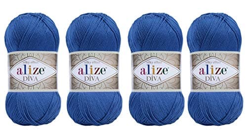 Hand Knitting Yarn 100% Microfiber Acrylic Yarn Alize Diva Silk Effect Thread Crochet Art Lace Craft Lot of 4 skeins 400gr 1532yds (132)