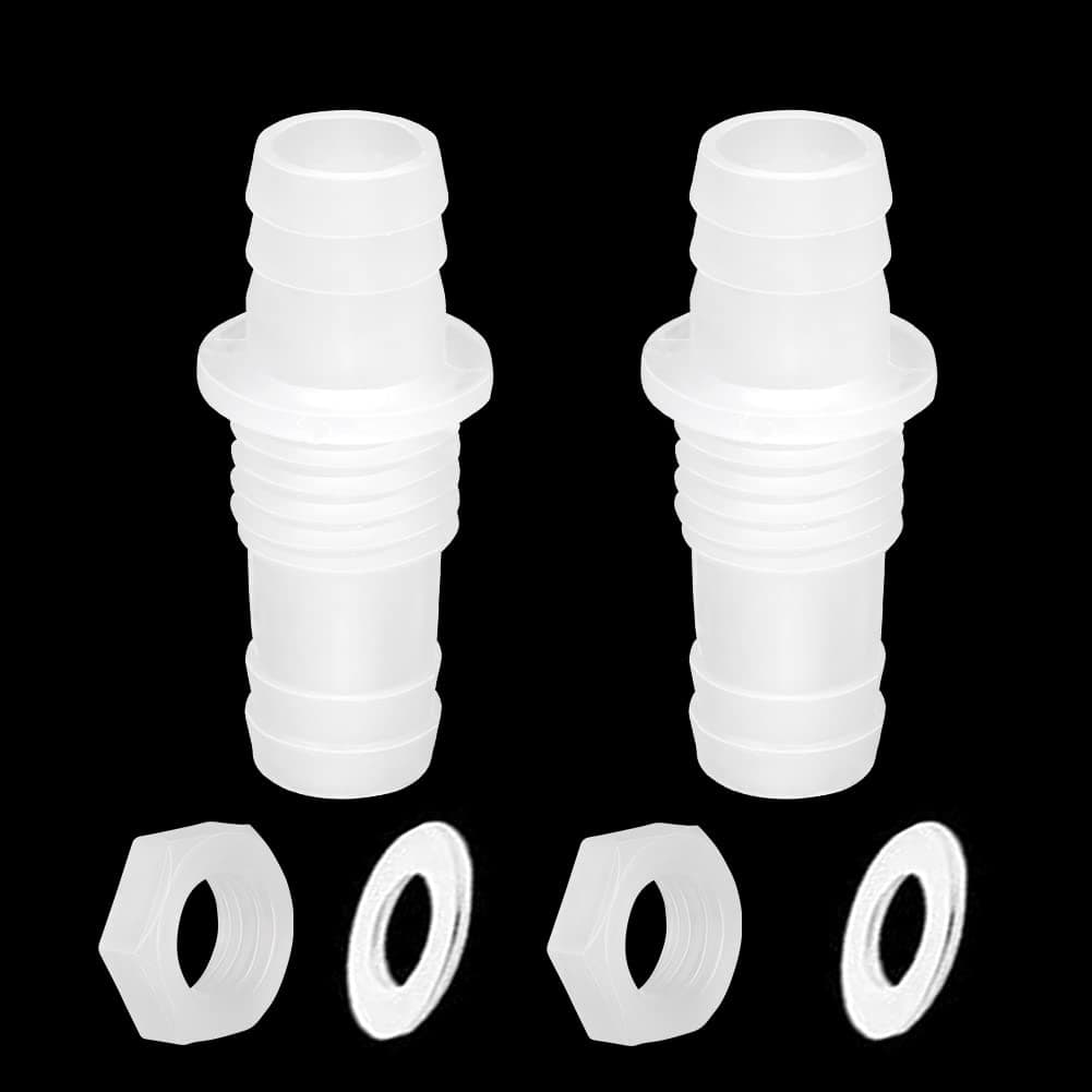 Quickun 1/2" Hose Barb Thru-Bulk Bulkhead Fitting Plastic Hex Straight Union Adapter Fitting for Water/Fuel/Air (Pack of 2)