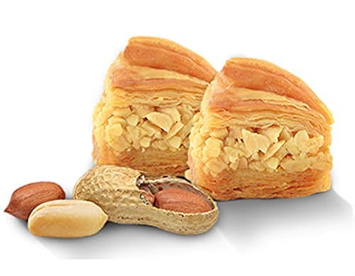 Baklava Sweets Peanuts (60 Oz) in Tin Box - Imported Fresh from Lebanon - THE ORIGINAL Recipe From Middle East - Baklava Pastry Peanuts (60 Oz)