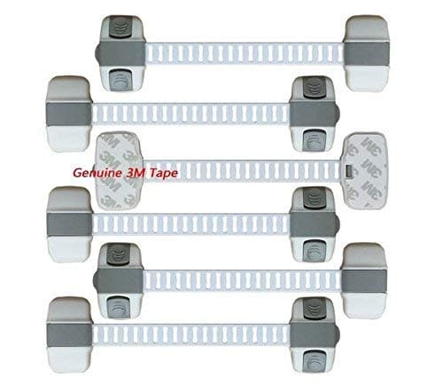 Innovative 6 pcs. Multipurpose Safety Lock from Bebanino / Secure Drawer Cabinet Toilet Seat Appliances Oven Fridge Doors. Keep Your Child Away From Toxic Items / Double-Sided 3M Tape / Baby Safety Lock / EASY Install.