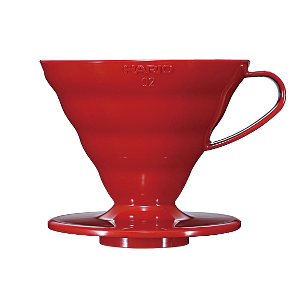 V60 Plastic Coffee Dripper | V-Shaped Cone Coffee Dripper With Heat Retention, Red, Size 02