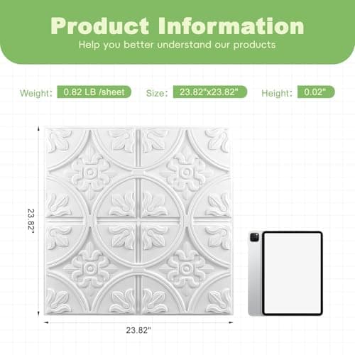 Art3d 48 (Pack Of 48) Wall Panel Traditional, White