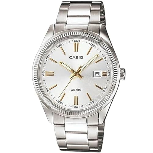 Casio Men's Watch - MTP-1302D-7A2VDF Silver/Gold Dial, Silver Band
