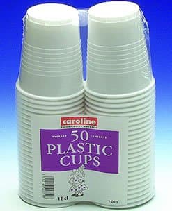 White Plastic Cups (Pack of 50)