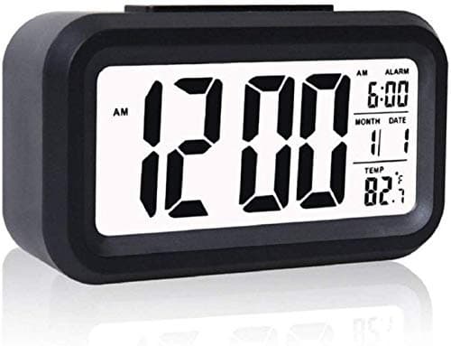 CBK Digital Alarm Clock with Automatic Sensor, Date and Temperature Display, Compact Desk Table Clock for Students, Home, Office, Bedroom, Living Room,Home Decor, Corporate Use (Black Ararm Digital)