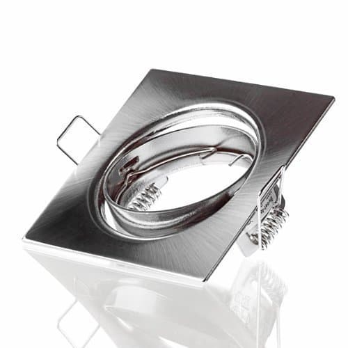 Sweet Led Recessed Frame for Halogen and LED Rotation, Square, Brushed Chrome, Includes GU10 Fitting