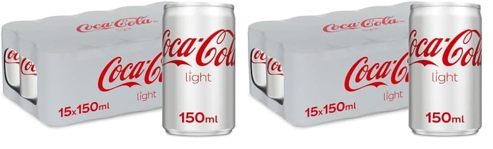 Coca-Cola Light, Pack of 30 Cans x150ml, Same Coca Cola Taste with no Sugar and Lighter Taste, Crisp Coke Light Soft Drinks