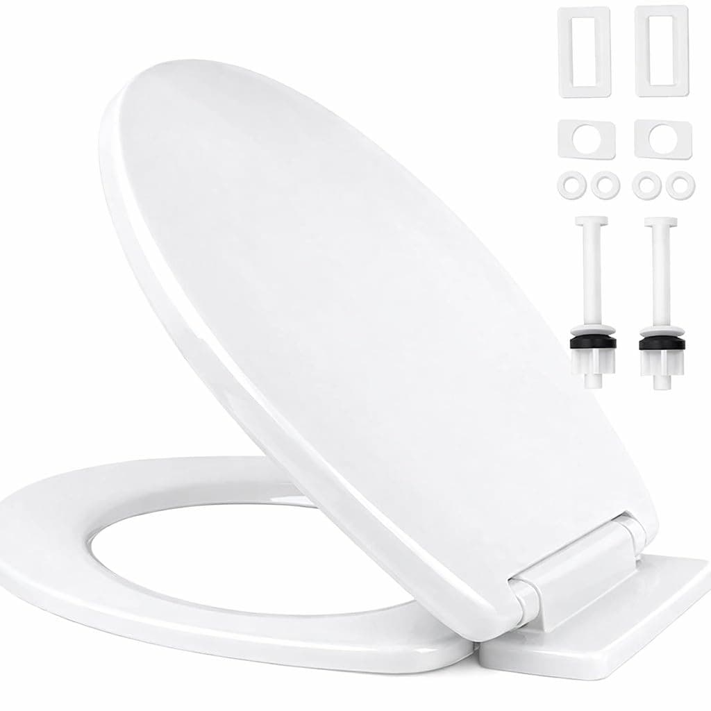 RAM ONLINE W 82100 Toilet Seat with Soft-Close Mechanism, Suitable for All Standard Toilet Basins, Maximum Load of the Toilet Seat 150 kg, White