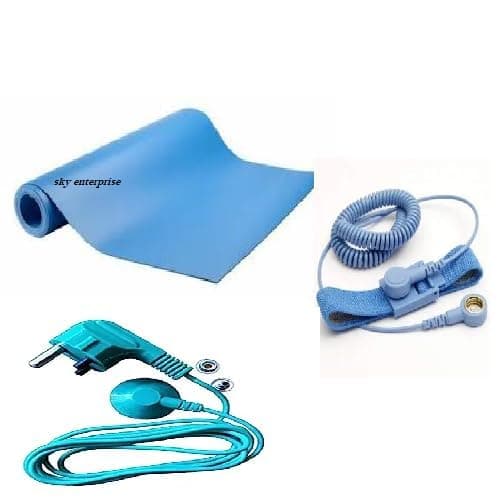 Sky-Zero Volt Therapy kit Grounding Mat Pad Earthing Sheet With 3 pin Plug & Grounding Wrist Band for Grounding Human body volatge (SIZE) (2X5 FT)