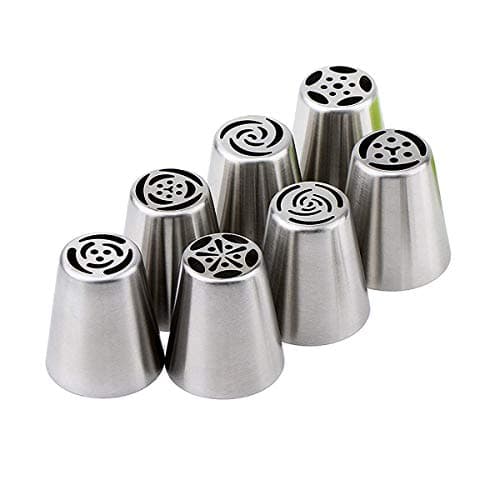 Home Papa Russian Icing Piping Nozzle Set Cake Decorating Tool Extra Large Buttercream Flower Leaves Complete Bakeware Moods Cupcake Decoration Stainless Steel Tools with Coupler Plus eBook Recipe