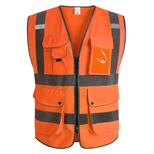 XIAKE 9 Pockets Class 2 High Visibility Reflective Safety Vest for Men Women,Meets ANSI/ISEA Standard