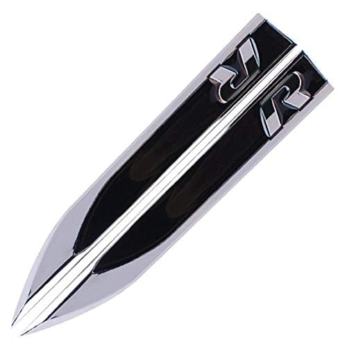 Maple leave R Logo Chrome Stickers Motion Blade Side Emblem Badge for All VW R line Series Golf GTI Golf 5 6 7 MK5 MK6 MK7 Jetta Tiguan Passat CC Scirocco Polo Beetle Side Wing Badge Emblem(Black)