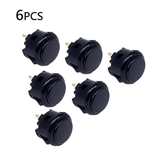 6pc Set of OBSF-30 Push Buttons 30mm Top Handle for Arcade Joystick Video Game Console