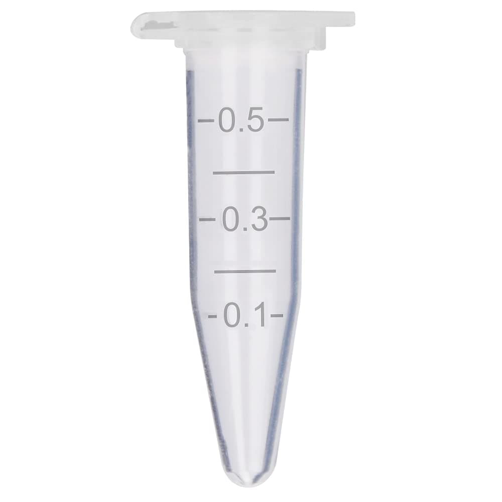 StonyLab Micro Centrifuge Tubes, 0.5ml Polypropylene Graduated Clear Plastic Centrifuge Vials with Flat-Top Snap Cap, Pack of 500 (0.5ml, 500 Packs)