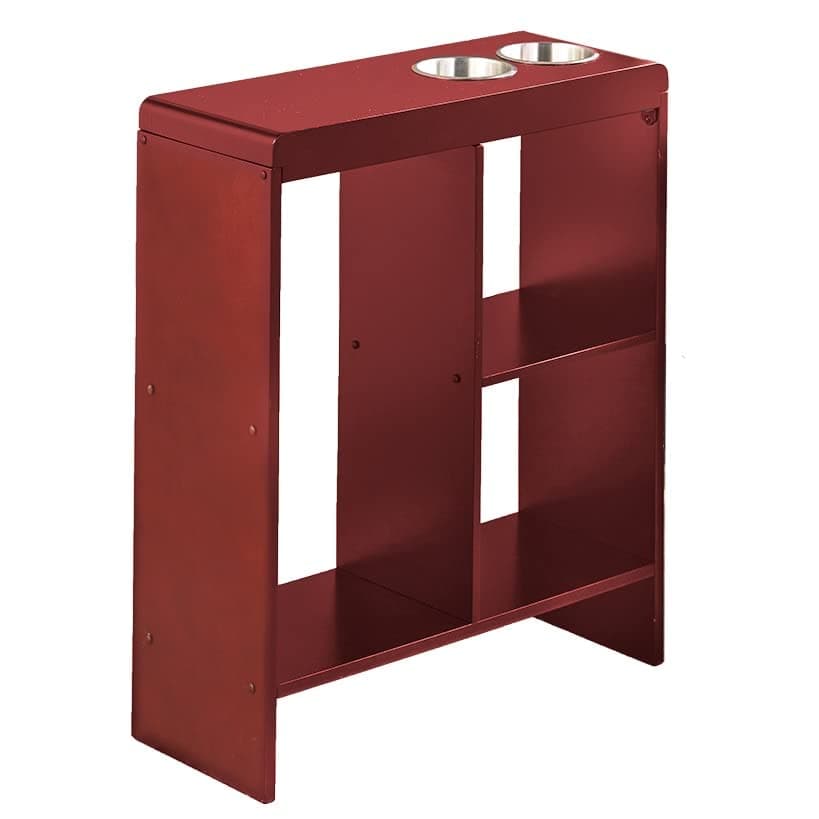 Slim End Table with Drink Holders and Built-in Shelving