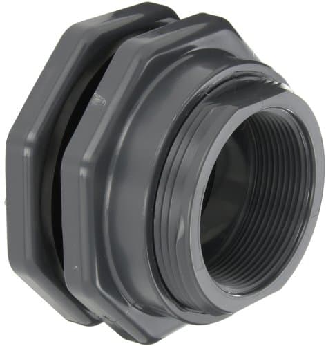 Hayward BFAS1030TES Series BFAS Short Pattern Bulkhead Fitting, Threaded x Threaded End, PVC with EPDM Seals, 3" Size