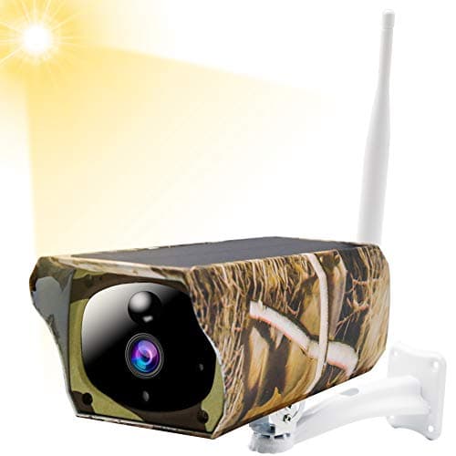 Solar Camera Solar Powered Security Camera 1080p Outdoor HD with Rechargeable Battery Water-Proof Night Vision PIR Motion Sensor SD Card Cloud Storage Maple Leaf