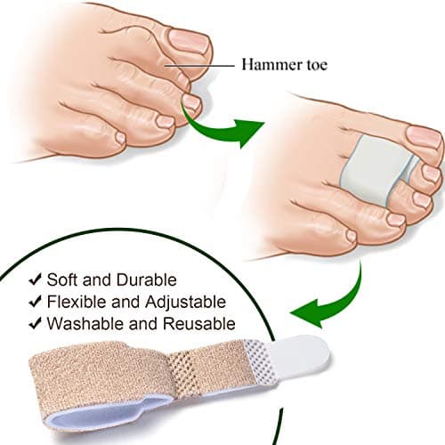 6Pcs Hammer Toe Wraps, Broken Toe Splints, Toe Cushioned Bandages for Correcting Hammer Toes, Broken Toes, Crooked Toes & Overlapping Toes