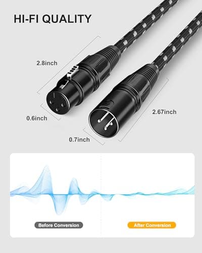 Long XLR Cables 30ft 2 Pack, Nylon Braided XLR Extension Microphone Cable, OFC Shielded and Balanced Male to Female Mic Cord for Preamp Recording Mixer Amplifie Speaker Black