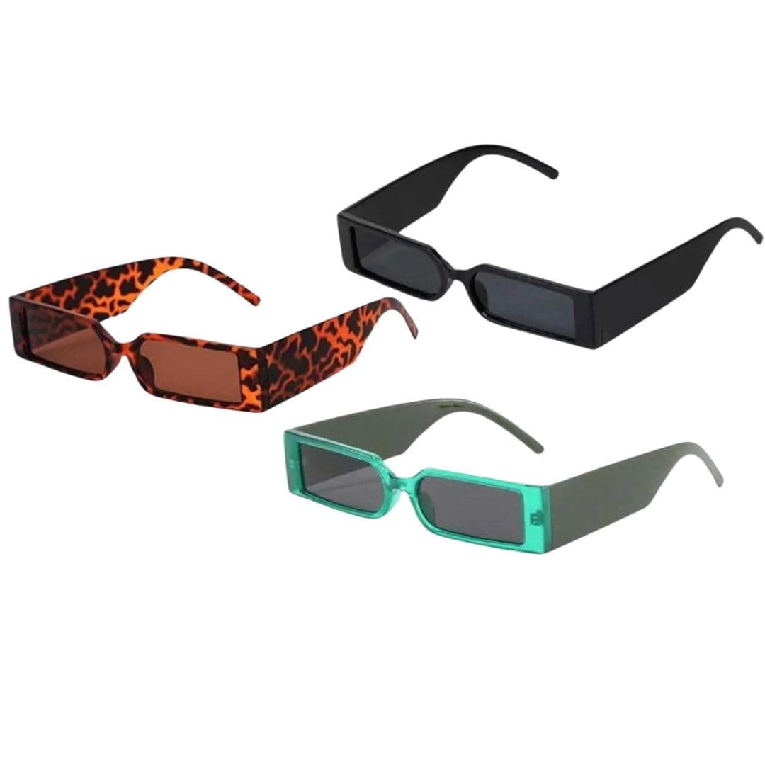 SATYAM KRAFT Sunglass for Men & Women | Stylish Rectangular Frame Eyewear | Vintage Retro Fashion | UV Protection, Eye Protection for Driving, Beach | Trendy,Smart