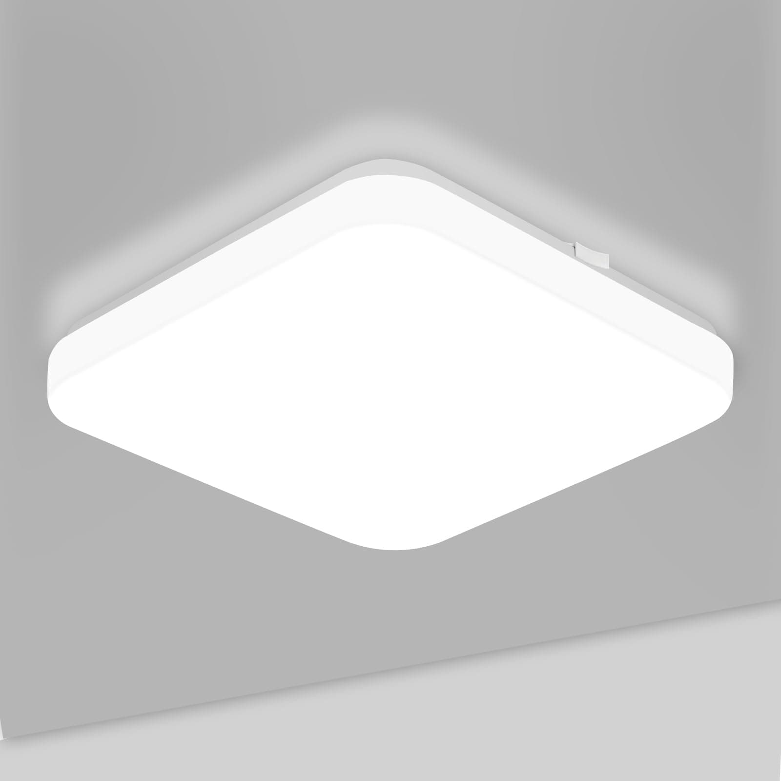 Ceiling Lights 24W, 2400lm Super Bright Square LED Ceiling Light, Daylight White 5000K, IP44 Waterproof Bathroom Light, for Office, Living Room, Bedroom, Kitchen, Hallway, Porch