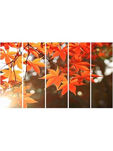 999STORE Multiple Canvas-Frames Printed Yellow Leaves Wall Art Panels for Living Room - 5 Frames (130 X76 cms)