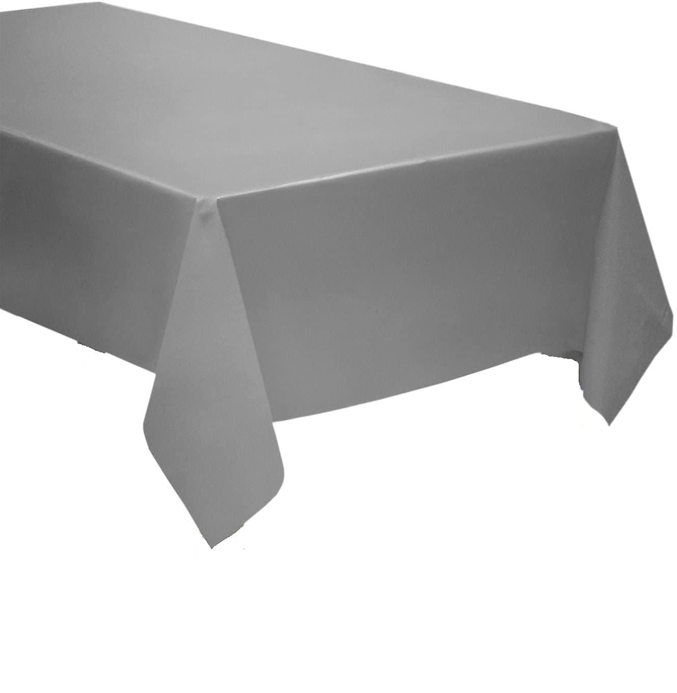 Pack of 4: Disposable Plastic Tablecloths/Table Covers, 54 x 108 inches Each (Silver/Gray)