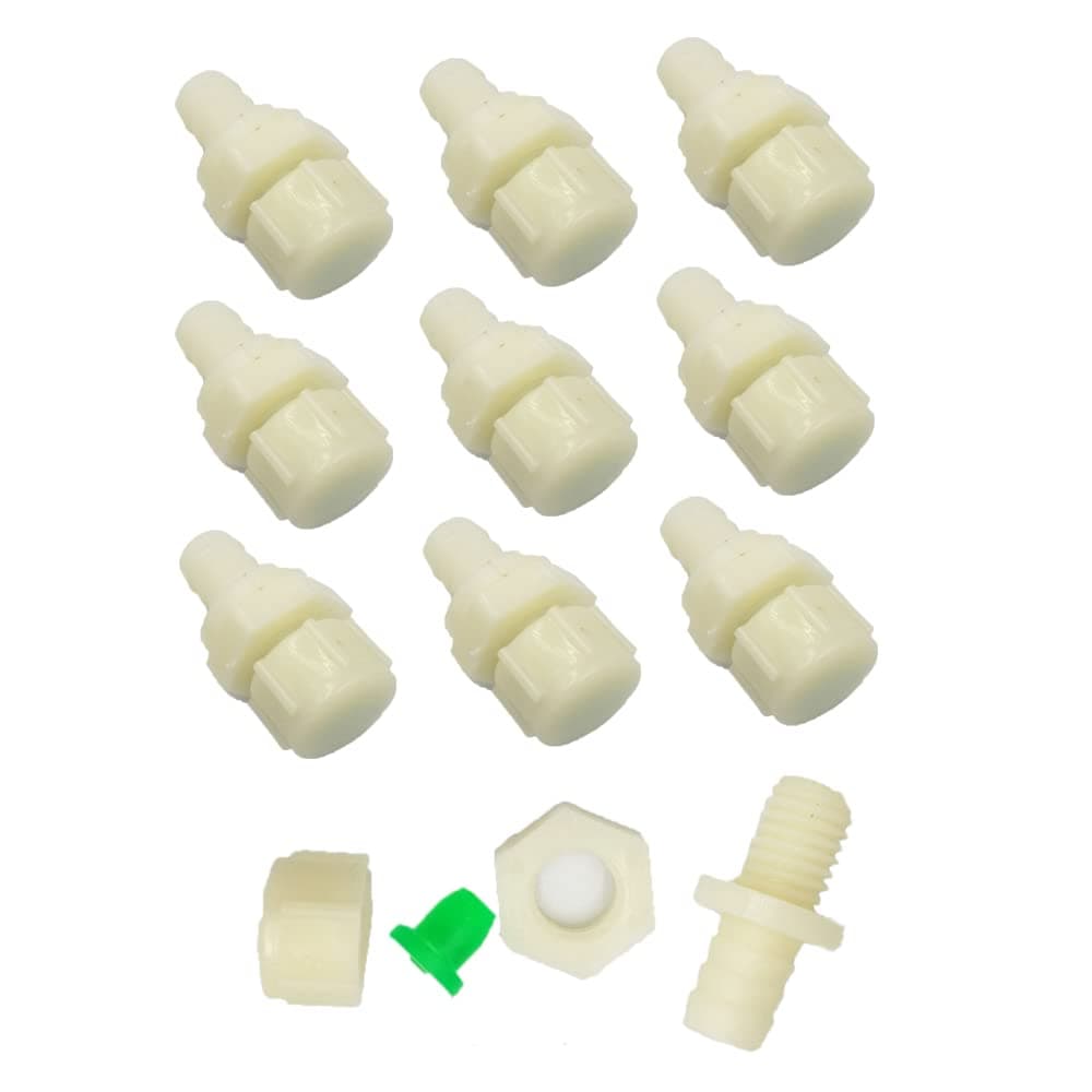 10 Pack Bulkhead Water Tank Drain Valve Stopper with Cap M10 3/8 inch Hose Insert Connector Drainage End Thru-Bulk Pipe Fittings for Water Cooler Top Loading Dispenser Aquarium