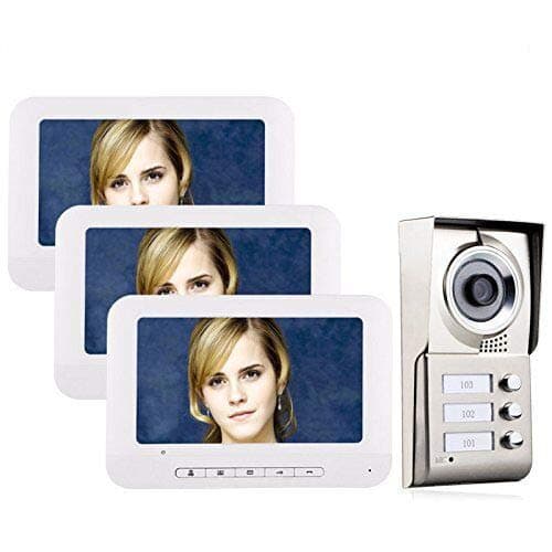 MOUNTAINONE 7" LCD 3 Apartments Video Door Phone Intercom System IR-CUT HD 1000TVL Waterproof Camera Doorbell with 3 Monitors