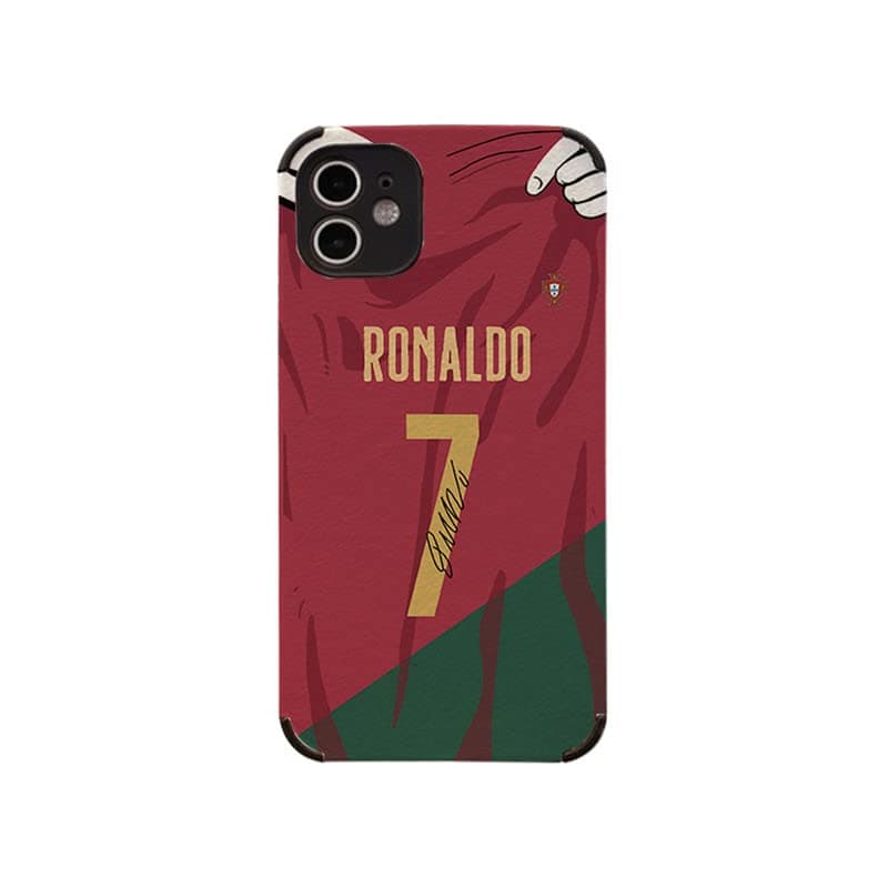 Cool Ronaldo Soccer Phone Case for iPhone 14 Pro Max Case, Creative Jersey Shock Absorption, Soft Skin Frame Support Black Phone Case for Teen Girls and Boys, Women and Men(r,14pm)