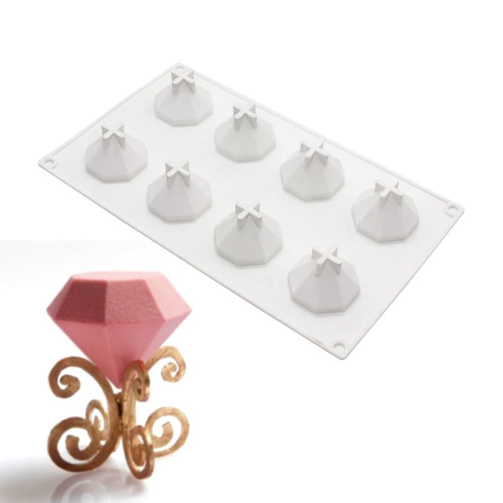 3D Diamond Gem Silicone Ice Cube Tray Mold Biscuit Chocolate Fondant Mould Epoxy Resin Clay Craft Art Handmade Ice DIY Molds (Diamond J_11.84 X6.84 X1.44inch)