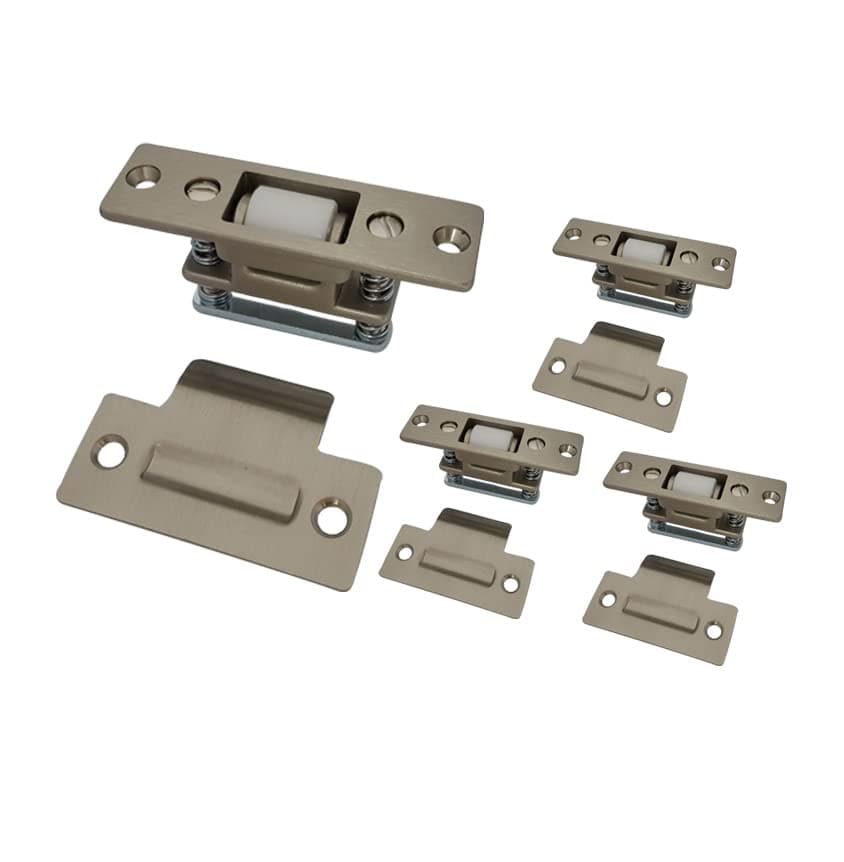 QCAA Heavy Duty Solid Brass Adjustable Silent Roller Catch, Satin Nickel, Made in Taiwan, 4 Pack