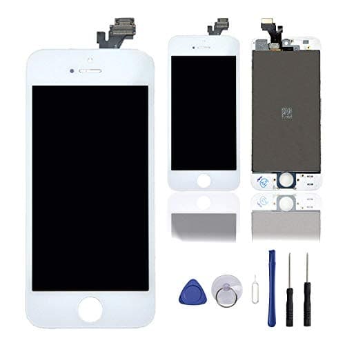 Screen Replacement for iPhone 5, 4" LCD Display Digitizer Touch Screen Frame Full Assembly Set with Repair Tools by Queenswell (White)