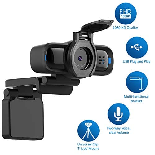 Larmtek Computer Webcam with Privacy Shutter, Multi-Compatible Desktop Webcam, 1080p HD Computer Webcam, Rotating Webcam for Laptops