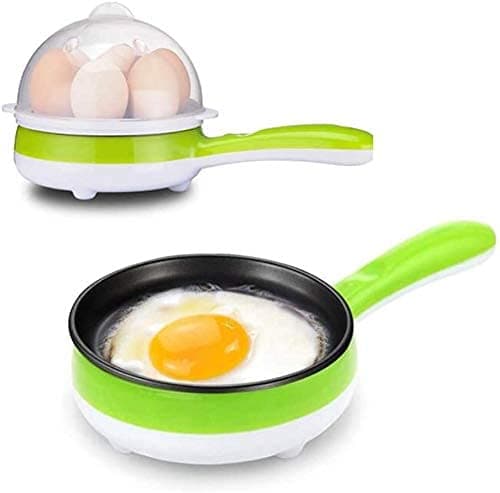 Double-Layer Non-Stick Pan Egg Steaming Machine Mini Electric Skillet Frying Pot and Frying Pan with Firmness Marked Measuring Cup (Multi Color)