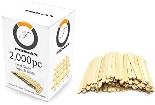 (2,000pc) - Popsicle Sticks, 2000pc, Standard 10cm - 1.3cm Length, FDA Approved Food Grade Wooden Ice Cream Sticks, Great Bulk Sticks for Crafts, By Fedmax. (2,000pc)