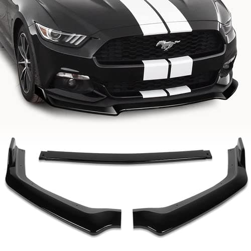 3 Pieces GT-Style Front Bumper Lip Spoiler Splitter Side Body Kit Trim Protection Compatible with 2018-2023 Ford Mustang, 2019 2020 2021 2022 (Painted Black)