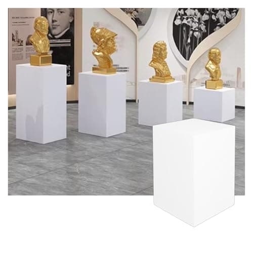 Square Pedestal Stands, Cube Pillars Event Decoration, Props Stand Base For Wedding Sculpture Dessert Table Showing, Strong Load-Bearing(White,30x30x20cm)