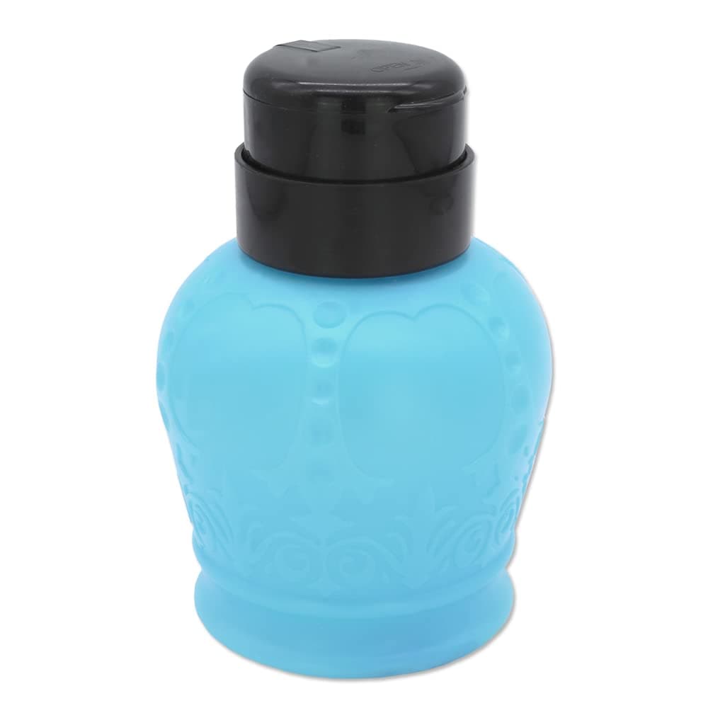 Beauticom 250ml/8oz Opaque Blue Crown Shaped Push Down Liquid Dispenser Bottle for Nail Acrylic Acetone Liquid Polish Remover Bottle Tool