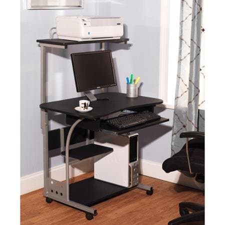 Mobile Computer Tower with Shelf, Multiple Finishes,black