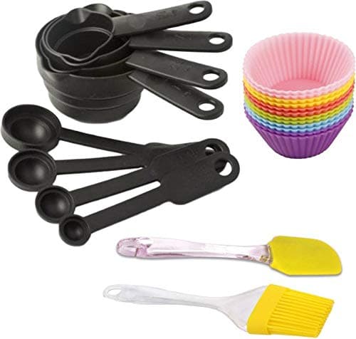 WAY BEYOND 3 in 1 Bakeware Combo Set (Measuring Tool, Spatula, Brush and Silicon Muffin/Cake/Cup Cake Moulds)