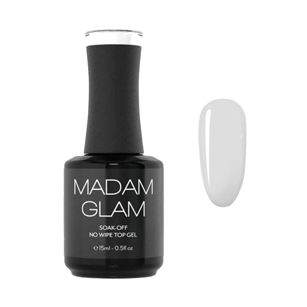 - Madam Glam - No Wipe Top Coat 15 ml | 0.5 fl oz - Infinite Shine, No Sticky Residue - UV/LED lamp - Vegan, Cruelty-Free and Hema-Free