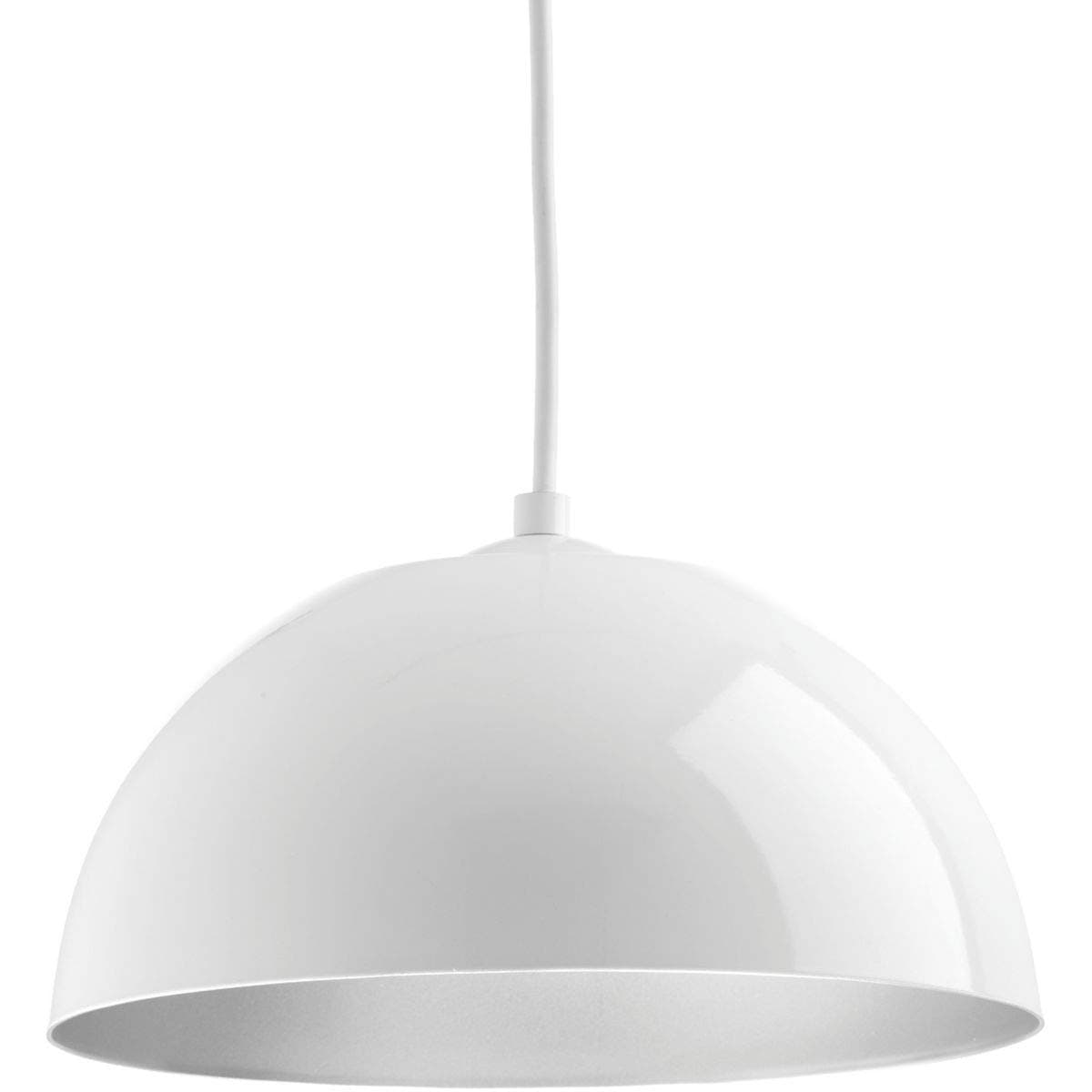 Dome LED Collection 1-Light White/Painted Silver Metal Shade Modern Pendant Light White