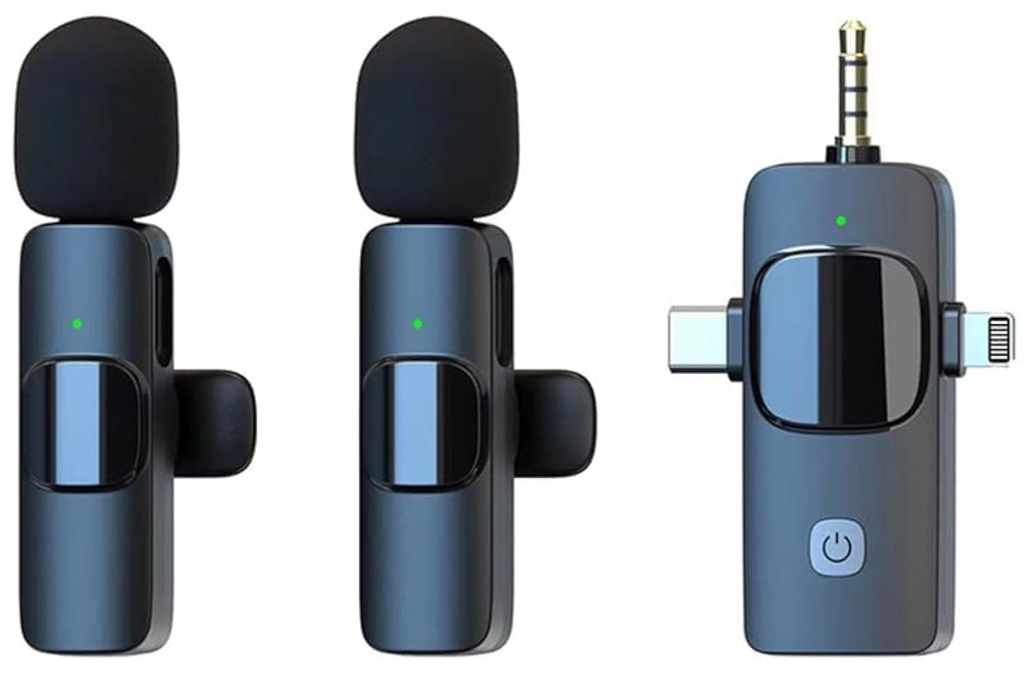 ALMISHKAH Dual Microphone Design - Wireless Lavalier Microphone compatible with iPhone, Laptop, Computer, Android Phone, Camera – 3 in1 Wireless Receiver+2 Microphones for Podcast, Video Recording